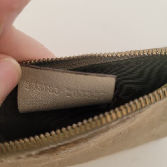 Gucci Logo Key Ring Fob Wallet Zip Pouch Monogram White Leather Compact Fair - Picture 4 of 11